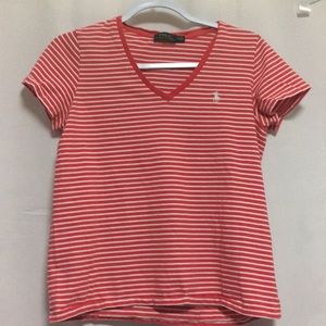 Pink and white stripped Ralph Lauren t shirt